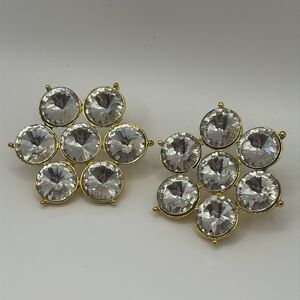 Elegant Rivoli White Crystal Cluster Earrings